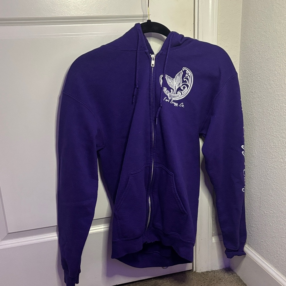 Purple Zip-Up Hoodie with White Logo